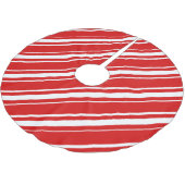 Weihnachtsrotes Weiß Stripes Polyester Weihnachtsbaumdecke (Schrägansicht)