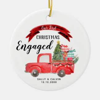 Weihnachtsrottruck 1. Weihnachten Verlobt Keramik Ornament