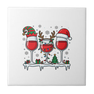 Weihnachtsrotweingläser Feiertagsvektor Fliese