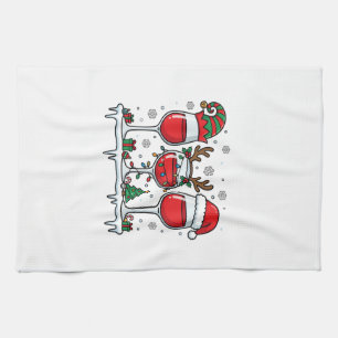 Weihnachtsrotweingläser Feiertagsvektor Geschirrtuch