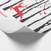 Weihnachtsrotwild im Birkenbaumwald Geschenkpapier (Ecke)