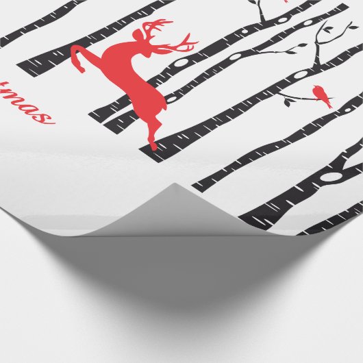 Weihnachtsrotwild im Birkenbaumwald Geschenkpapier (Ecke)