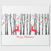 Weihnachtsrotwild im Birkenbaumwald Geschenkpapier (Flach)