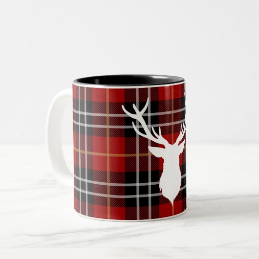WEIHNACHTSrotwild %PIPE% ROTE KARIERTE %PIPE% Zweifarbige Tasse (Vorderseite Links)