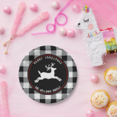 Weihnachtsrotwild-rustikaler Schwarz-weißer Pappteller (Party)