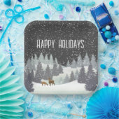 Weihnachtsrüber und Winterkiefern Pappteller (Party)