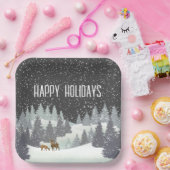 Weihnachtsrüber und Winterkiefern Pappteller (Party)