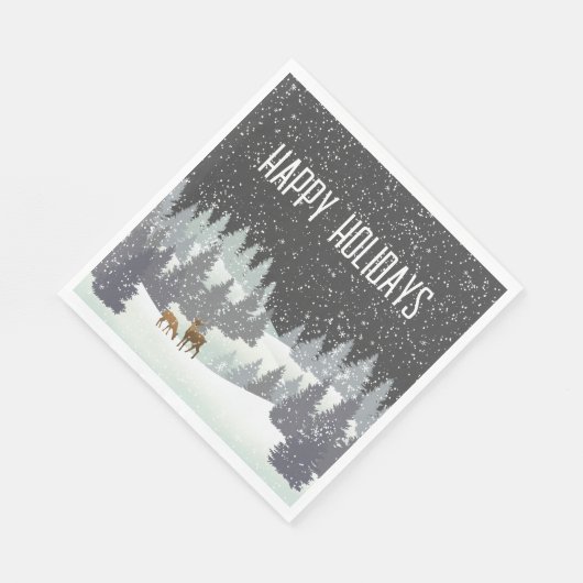 Weihnachtsrüber und Winterkiefern Serviette (Ecke)