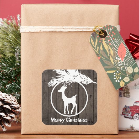 Weihnachtsrüberstiere hinzufügen Textaufkleber Quadratischer Aufkleber (Feiertag)