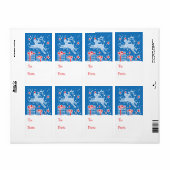 Weihnachtsrübertier-Geschenkschild blau (von und n (Vorne)