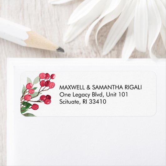 Weihnachtsrücksendeadresse Label Berries & Blätter (Insitu)