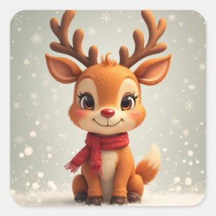 Weihnachtsrudolphsticker Quadratischer Aufkleber