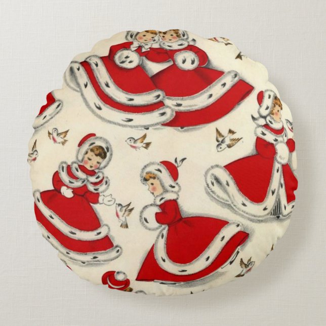 Weihnachtsrundkissen, Vintag Rundes Kissen (Vorderseite)