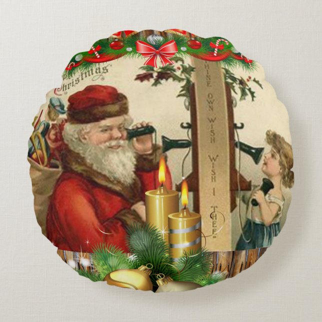 Weihnachtsrundkissen, Vintag Rundes Kissen (Vorderseite)