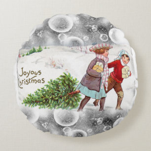 Weihnachtsrundkissen, Vintag Rundes Kissen