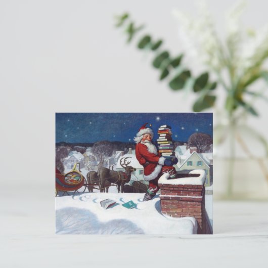 Weihnachtsrüstung von Büchern Feiertagskarte (Stehend Vorderseite)