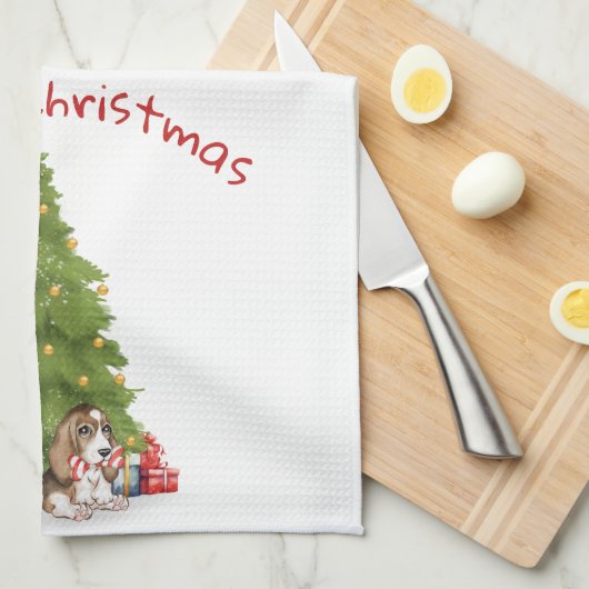 Weihnachtssaal mit Candy Cane Bone Geschirrtuch (Viertel Falte)