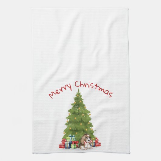 Weihnachtssaal mit Candy Cane Bone Geschirrtuch (Vertikal)