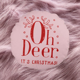 Weihnachtssaal mit lustiger Illustration rund Kiss Rundes Kissen