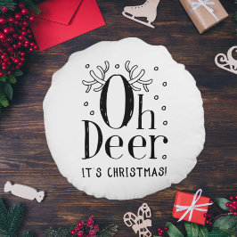 Weihnachtssaal mit lustiger Illustration rund Kiss Rundes Kissen