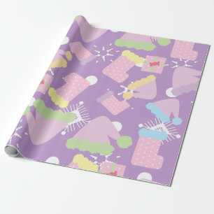 Weihnachtssachen Pastell-Lila-Muster  Geschenkpapier