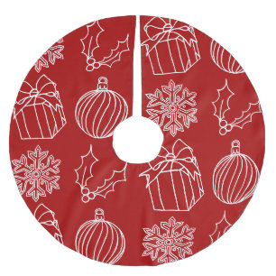 Weihnachtssachen - Schneeflocke, Stechpalme, Gesch Polyester Weihnachtsbaumdecke