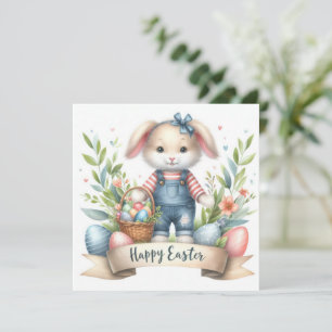 Weihnachtssäckel Ostern Bunny Overalls Illustratio Feiertagskarte
