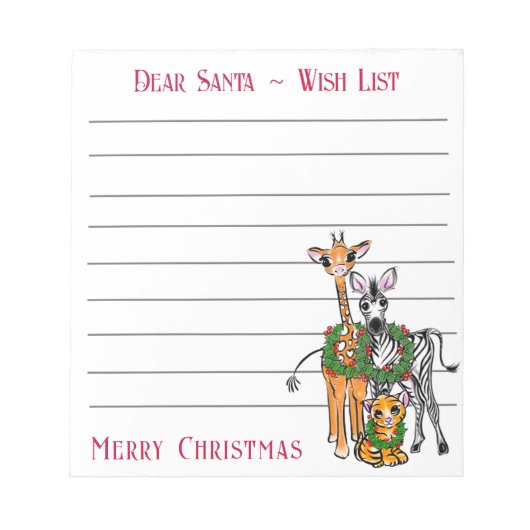 Weihnachtssafarifreunde, Wunschliste Notizblock (Vorderseite)