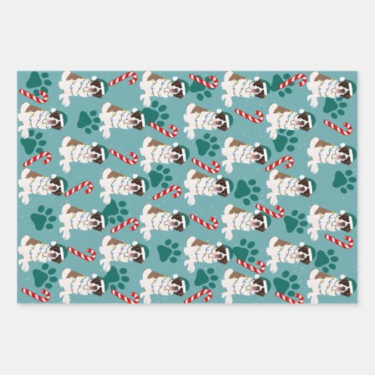 WeihnachtsSaint Bernard Geschenkpapier Set (Vorderseite 3)