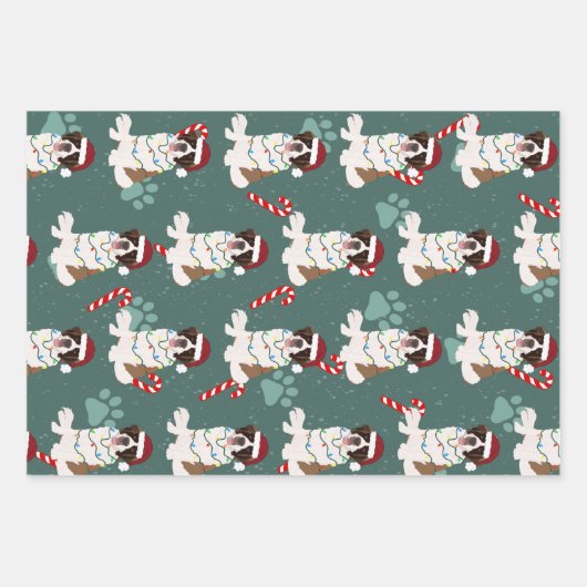WeihnachtsSaint Bernard Geschenkpapier Set (Vorderseite)