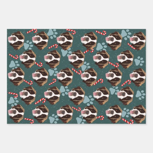 WeihnachtsSaint Bernard Geschenkpapier Set (Vorderseite 2)