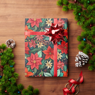 Weihnachtssaison Boho Poinsettia Design Geschenkpapier