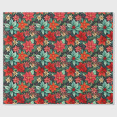 Weihnachtssaison Boho Poinsettia Design Geschenkpapier (Flach)
