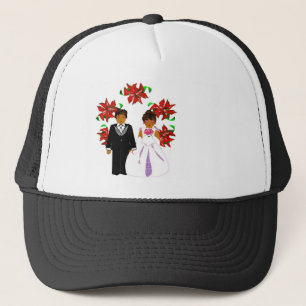 Weihnachtssaison Couple in Black Round Wreath I Truckerkappe