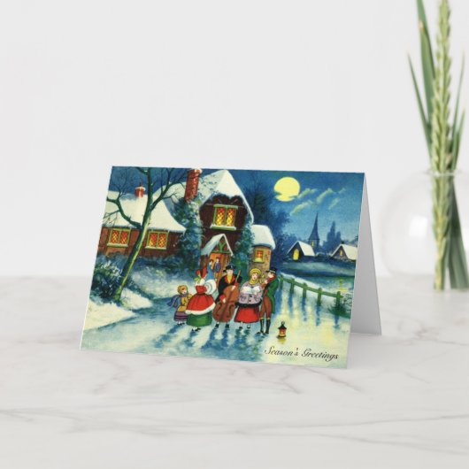 Weihnachtssaison für Carolers Feiertagskarte (Vorderseite)