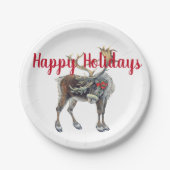 Weihnachtssaison mit individualisierbarer Begrüßun Pappteller (Vorderseite)