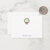 Weihnachtssaison Wreath Bow Stationer Monogram Mitteilungskarte (Vorderseite/Rückseite Beispiel)