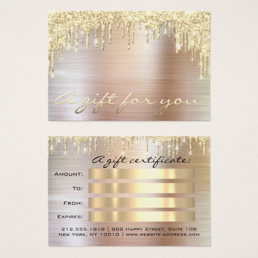 Weihnachtssalon Gold Geschenkgutschein Metall (Vorne & Hinten)