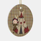 Weihnachtssammlungs-gebürtiges Ureinwohner-Mädchen Keramikornament (Rechts)