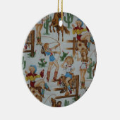 Weihnachtssammlungs-Retro Cowgirls Keramik Ornament (Rechts)