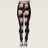 Weihnachtssamoyed-Welpenhundekunst-Leggings Leggings (Vorderseite)