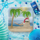 Weihnachtssandman am Strand von Tropical Pappteller (Party)