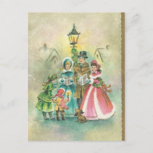 Weihnachtssänger im Vintage-Stil Feiertagspostkarte