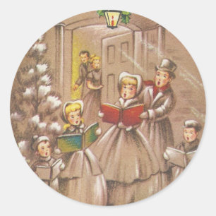Weihnachtssänger im Vintage-Stil Runder Aufkleber