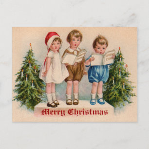 Weihnachtssänger-Kinder viktorianische Vintage-Pos Feiertagspostkarte