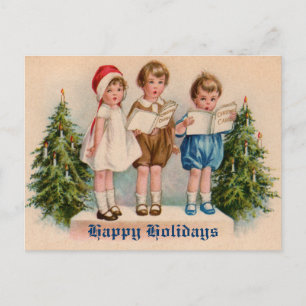 Weihnachtssänger-Kinder viktorianische Vintage-Pos Feiertagspostkarte