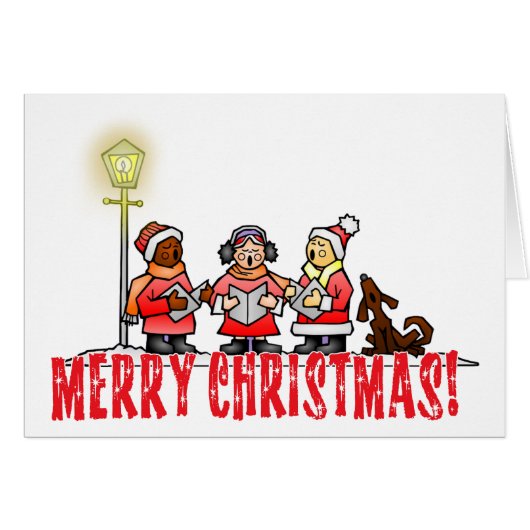 Weihnachtssänger singen frohe Weihnachtskarte (Vorderseite (Horizontal))