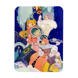 Weihnachtssänger unter den Sternen im Vintage-Stil Magnet