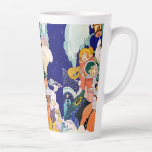Weihnachtssänger unter den Sternen im Vintage-Stil Milchtasse