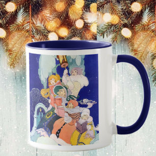 Weihnachtssänger unter den Sternen im Vintage-Stil Tasse